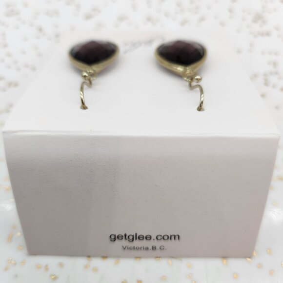 Plum Purple Crystal Teardrop Dangle Earrings - Picture 8 of 10
